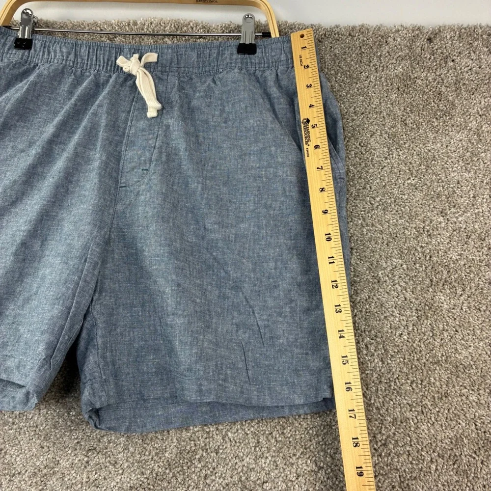 Banana Republic Deck Shorts Men Large Blue Linen Cotton Blend Drawstring Coastal